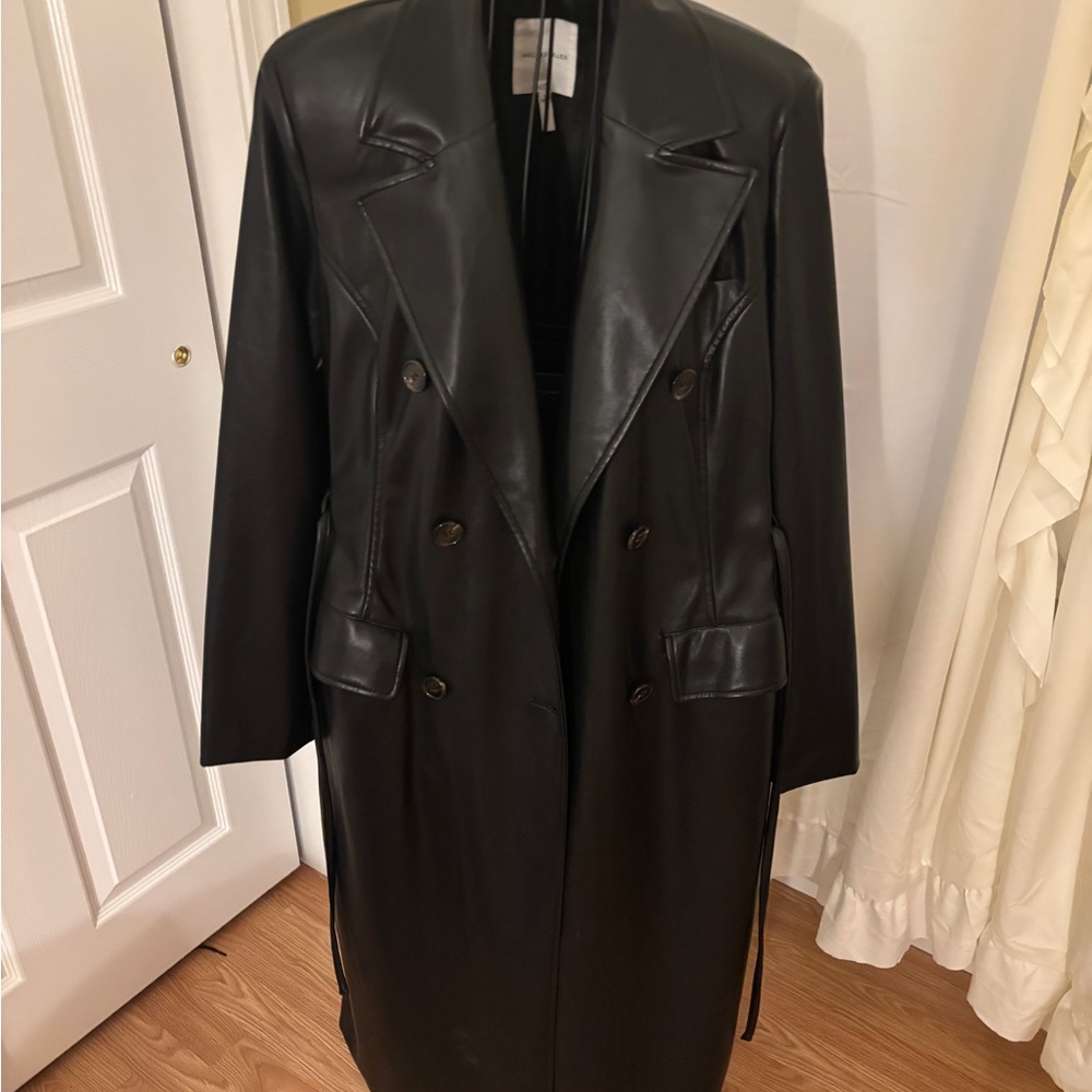 Avec Les Filles Dark Leather Trench Coat